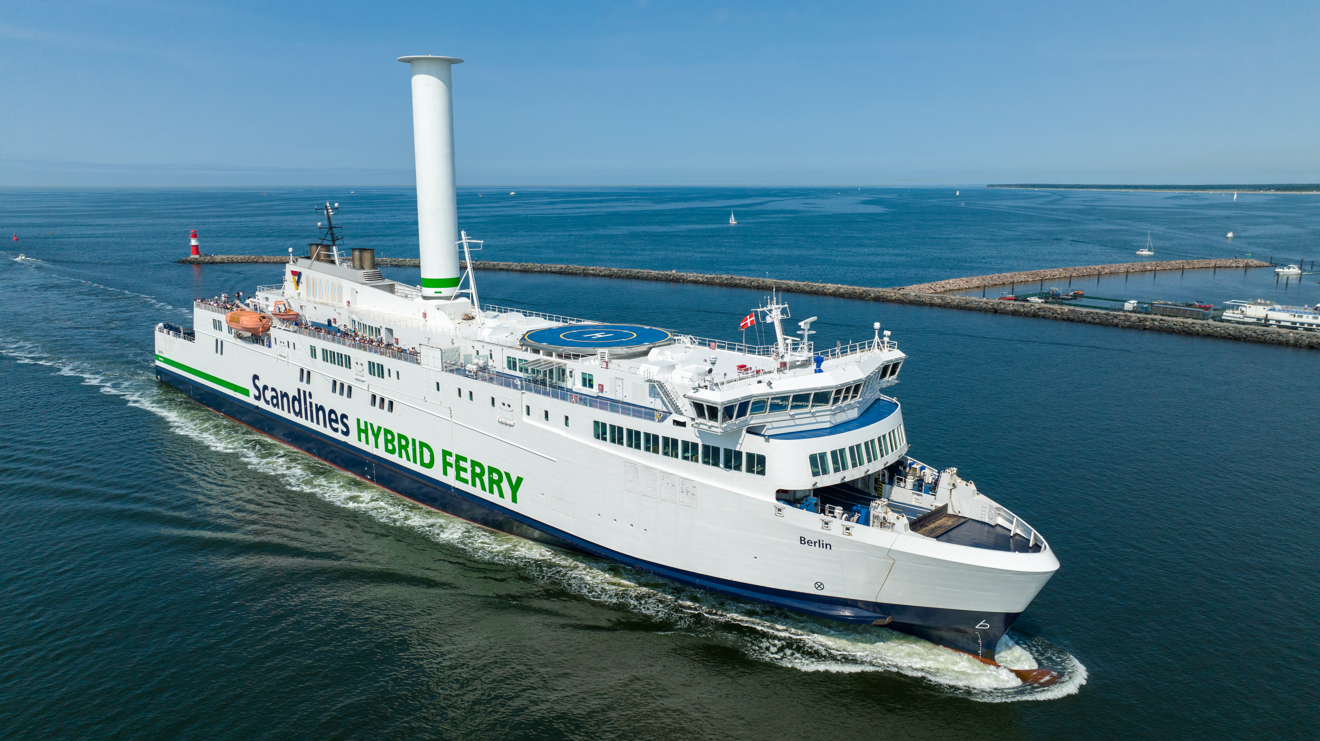 Scandlines Hybrid Ferry sails over the sea To Denmark