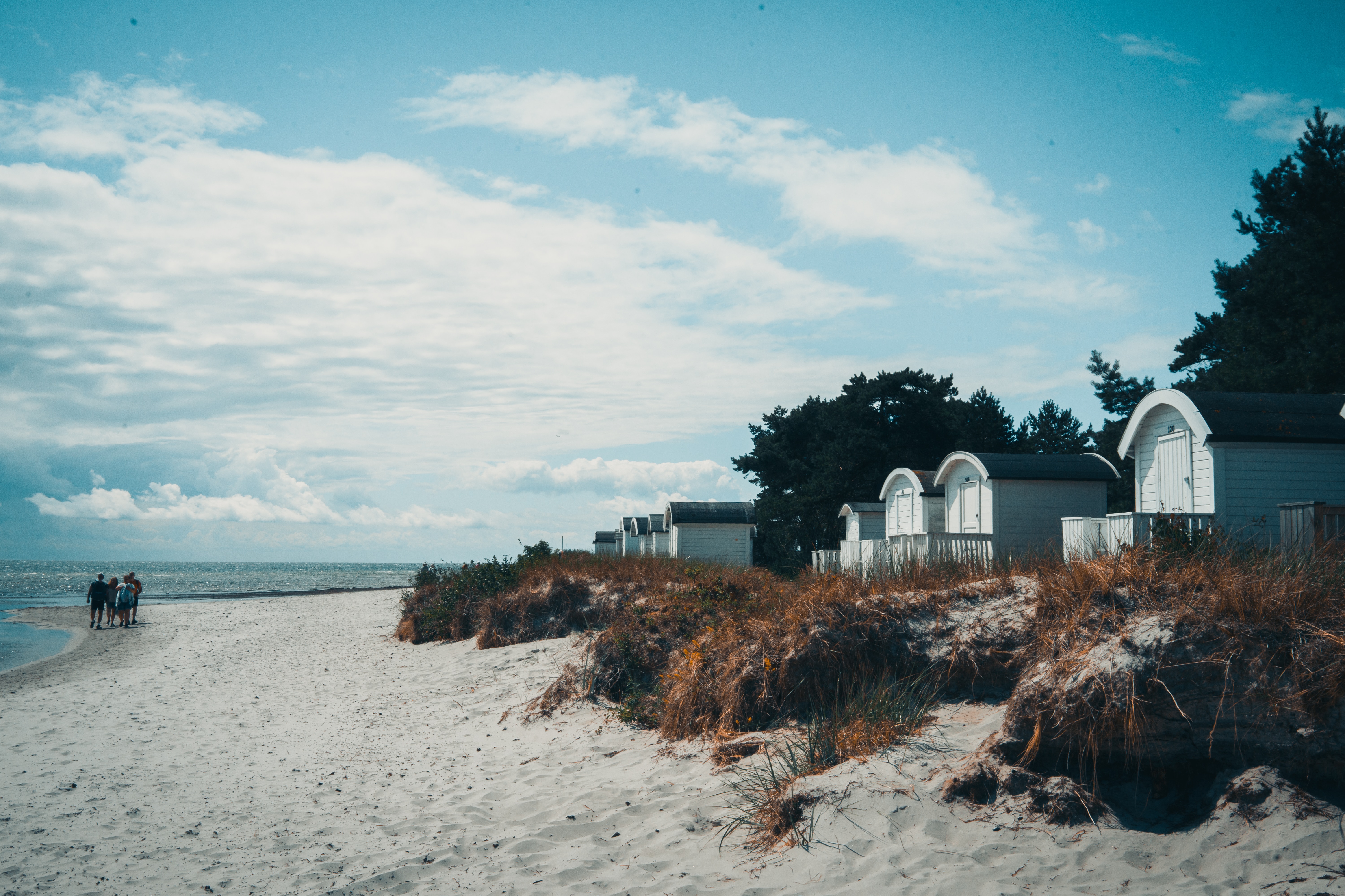 Holzhaäuser Ferienhäuser am Strand, nah vom Meer in Skandinavien