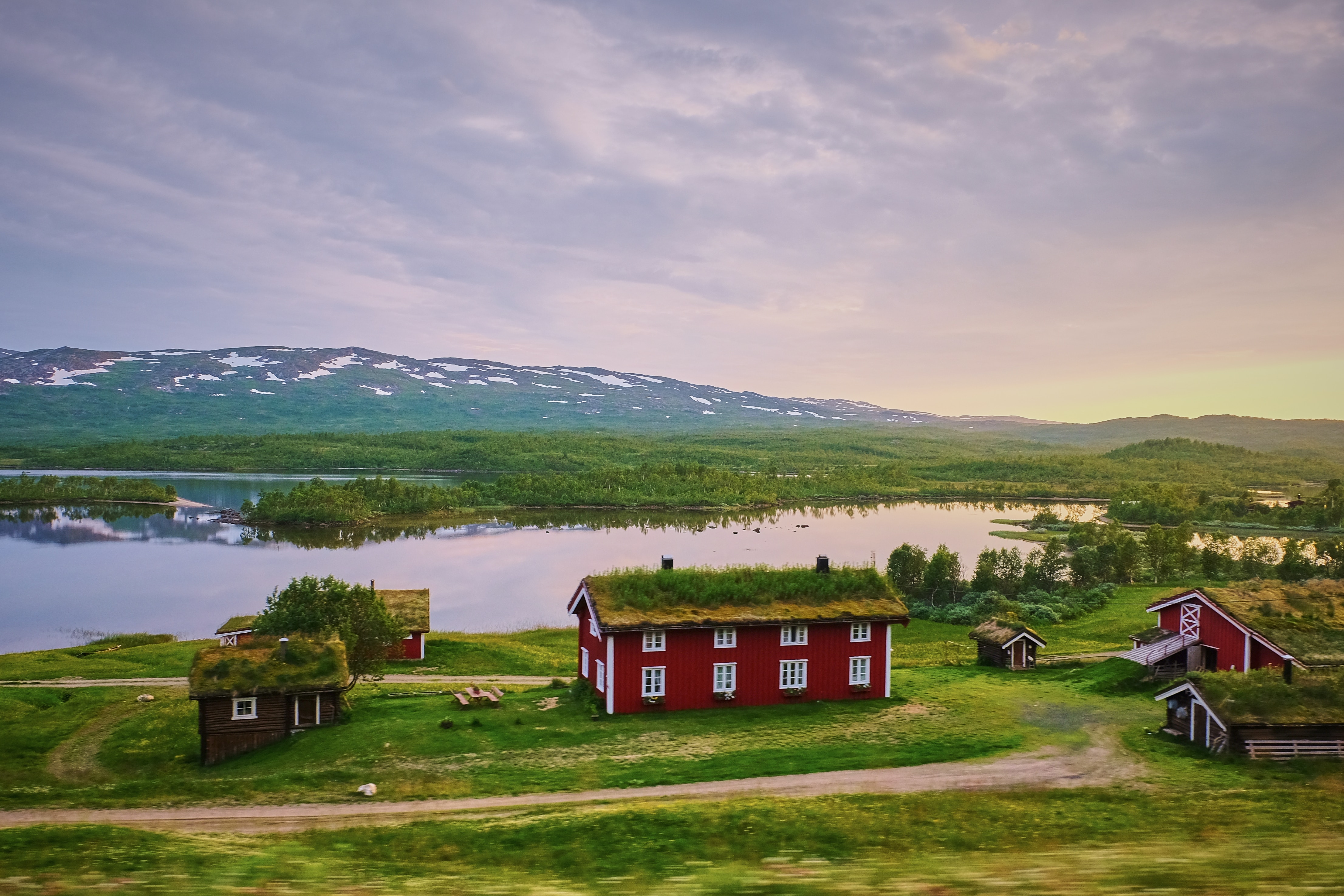 scandinavian landscape red houses