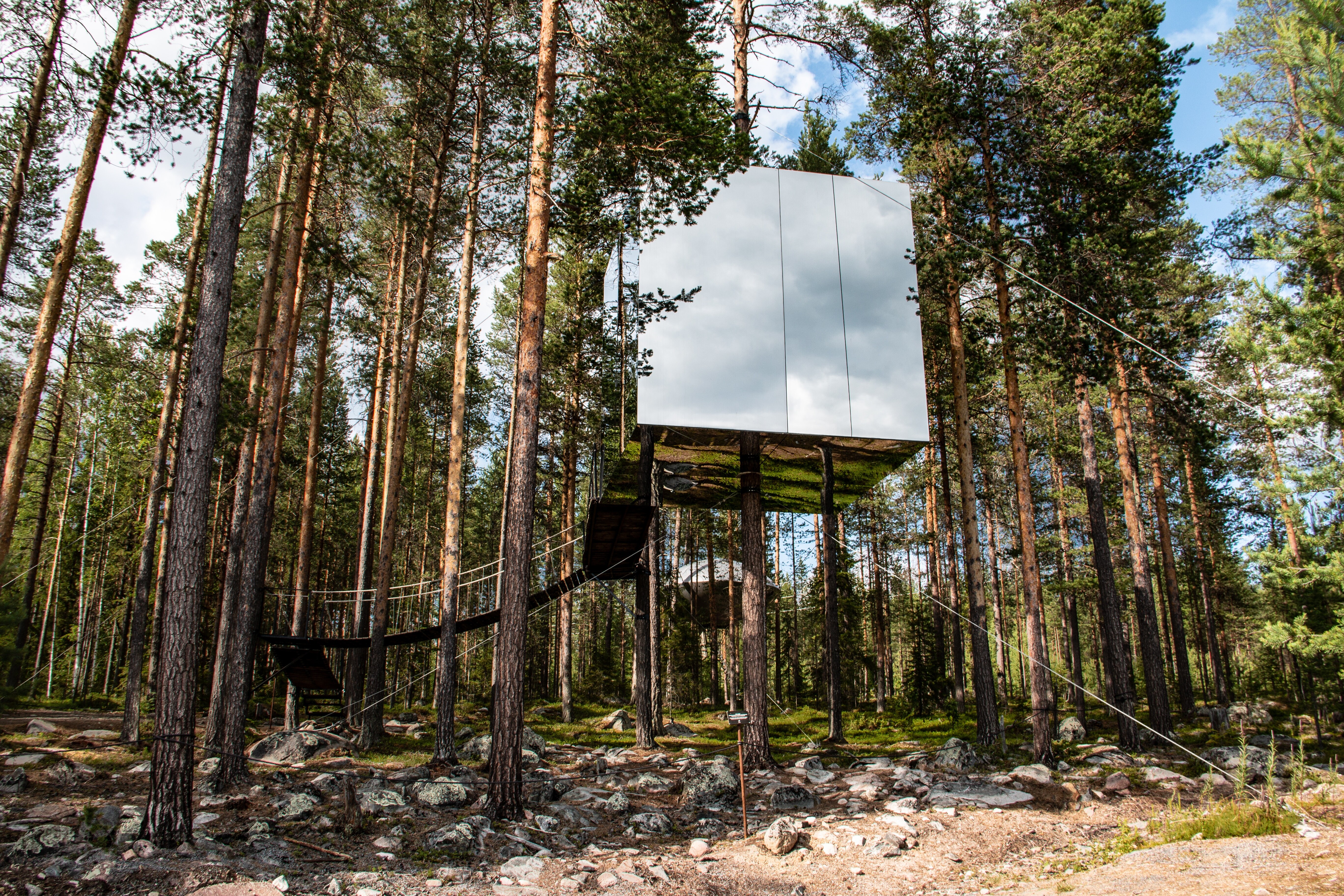 Ein nachhaltiges Baumhaus Baumhotel im Wald in Schweden