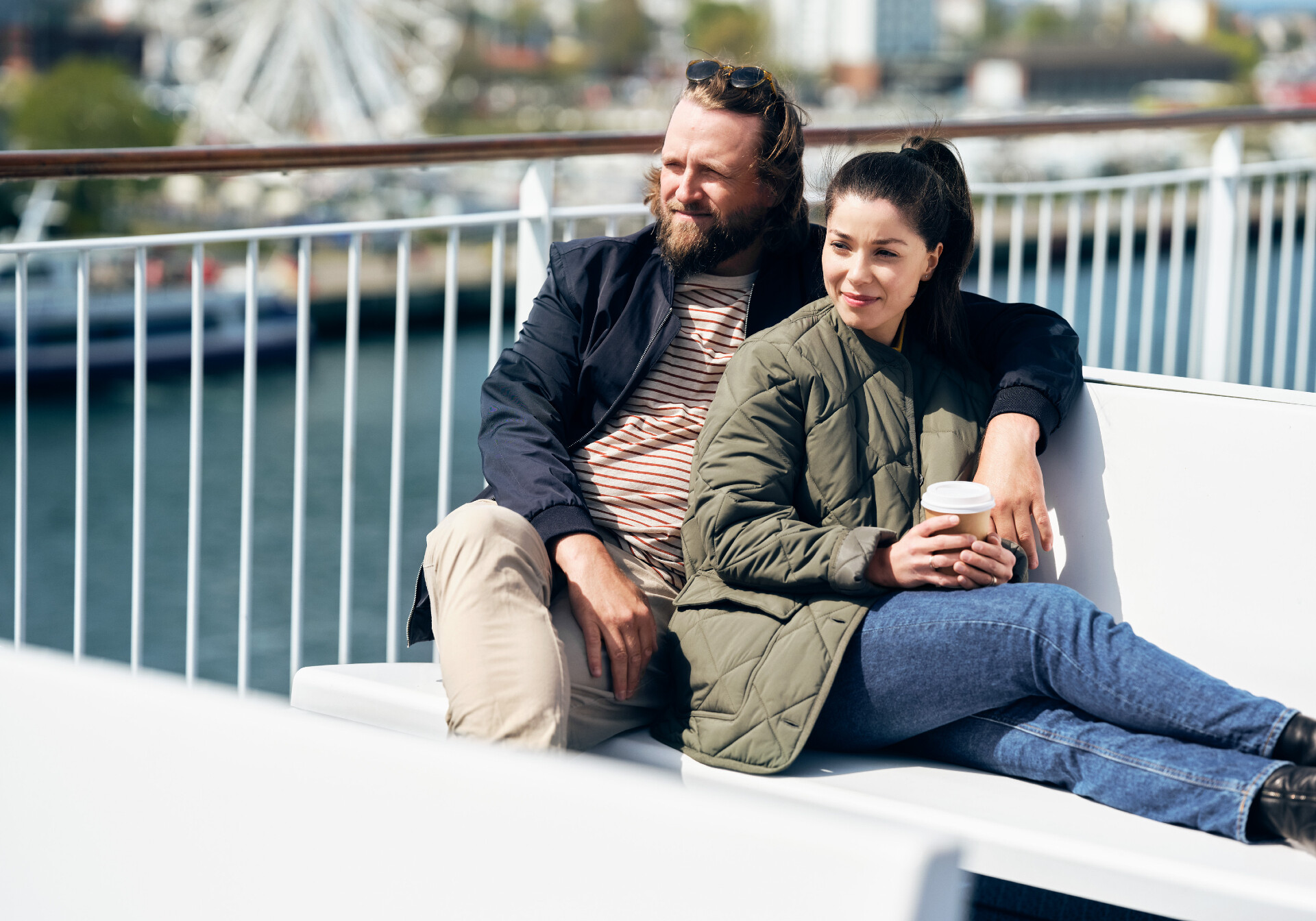 Couple Sitting On The Deck of the Scandlines ferry