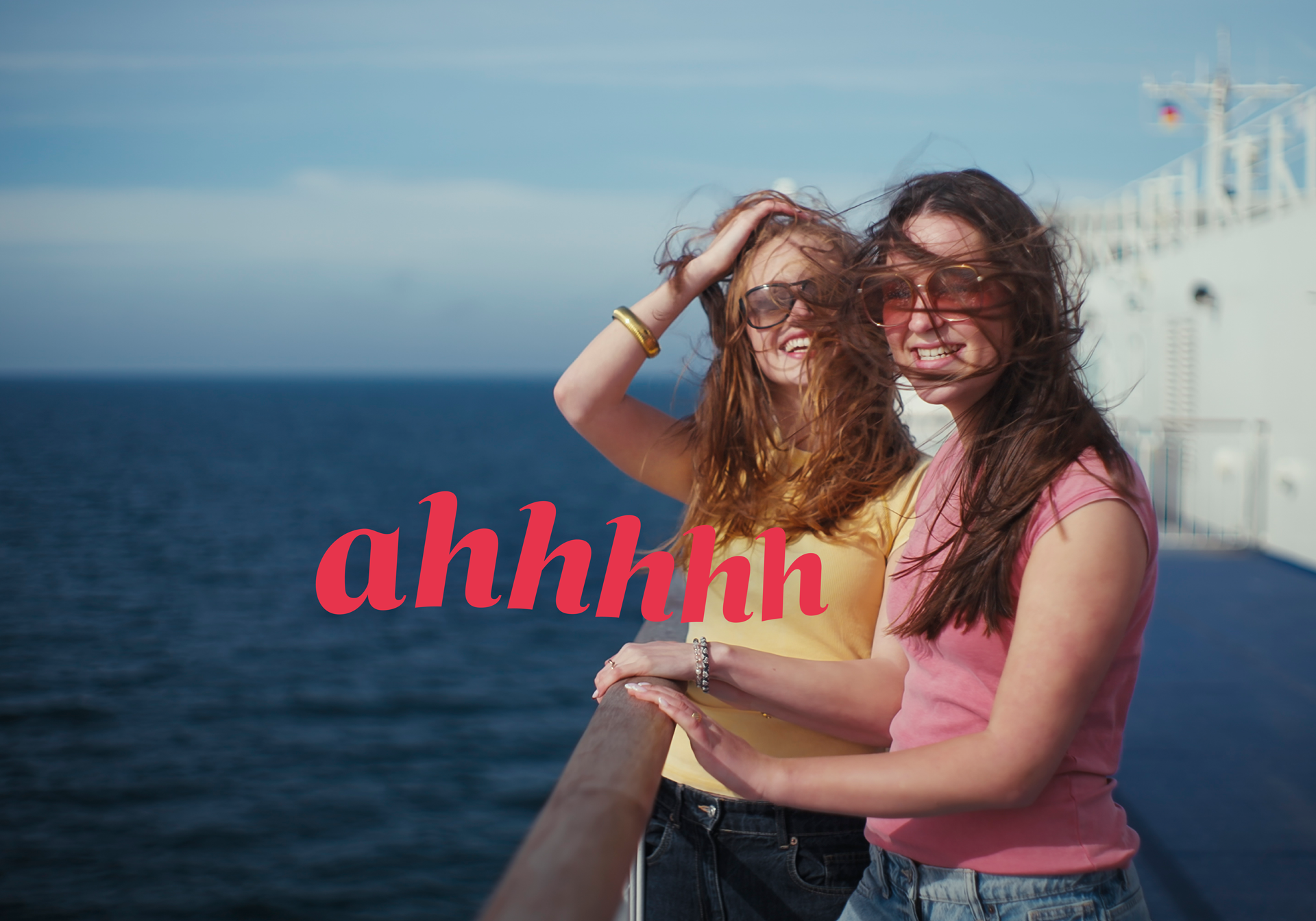 Girls on ferry deck